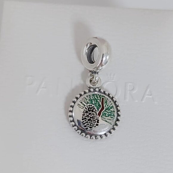 Pandora Winter Pine tree Cone Dangle Charm S925 Maine State Exclusive - Picture 6 of 6